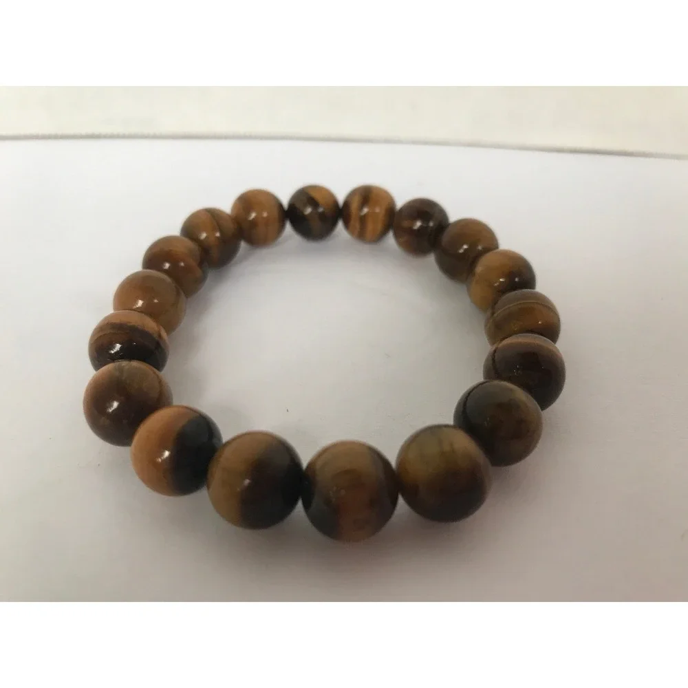 Bracelet‎ brown round natural glossy beads bangle Stretchy howlite earth tones